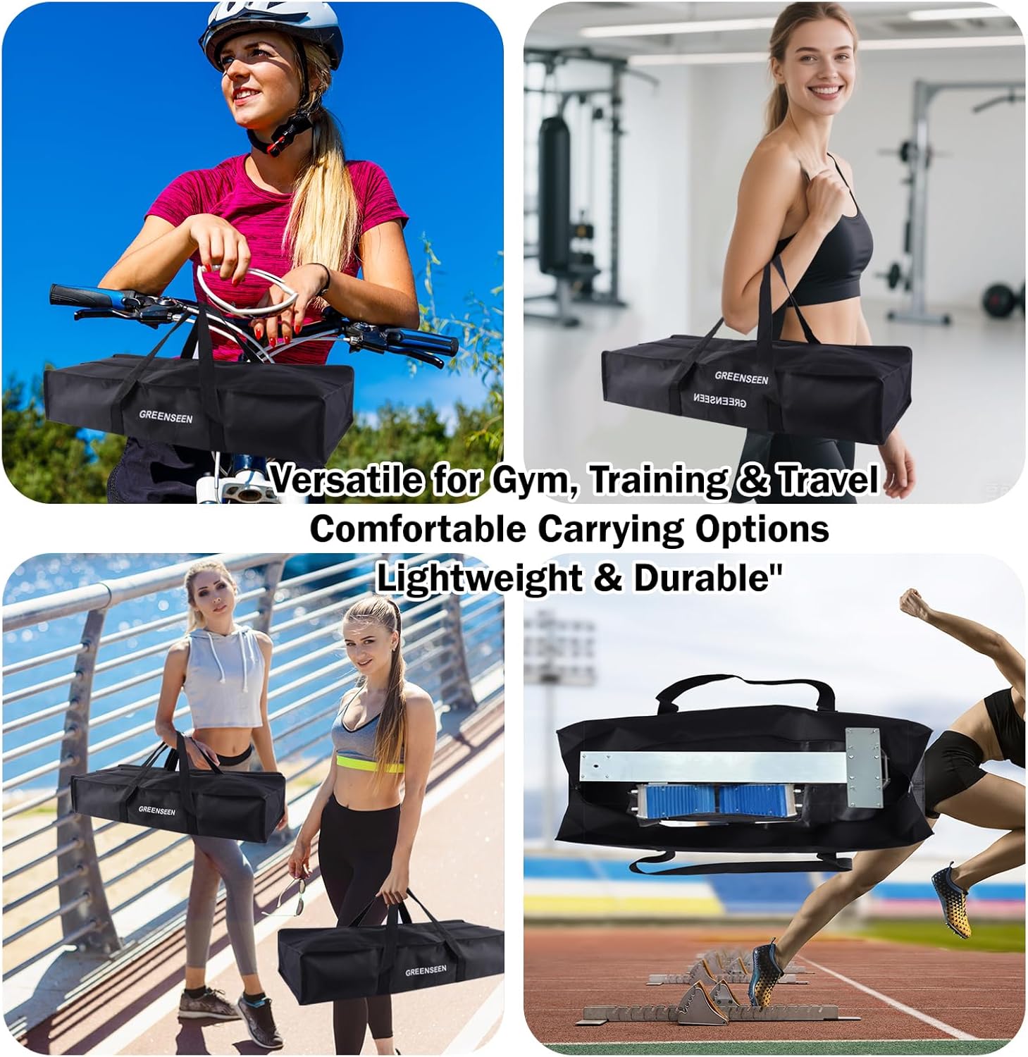 31.5" Foldable Extra Large Sports Duffel Bag For Track Starting Blocks - Waterproof Oxford, Black - with Zippers & Handles - Portable Track Bag, Foldable Gym Bags, Carry Bag for track and field