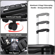 Lightweight Luggage with Spinner Wheels & YKK Zipper, Hard Shell 3-Piece Suitcase ABS+PC Hardside Luggage Set with TSA Lock for Men Travel, Black (20+24+28 inch)