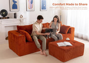 MAXYOYO Modular Sectional Sofa Couch, L Shaped Modern Cloud Couch with 1 Ottoman, Sofa in A Box, Tufted 4-Seat Boneless Sleeper Chair for Living Room, No Assembly Required, Orange