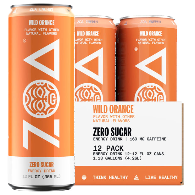 ZOA Zero Sugar Energy Drinks, Tropical Punch - Sugar Free with Electrolytes, Healthy Vitamin C, Amino Acids, Essential B-Vitamins, and Caffeine from Green Tea - 16 Fl Oz (12-Pack)