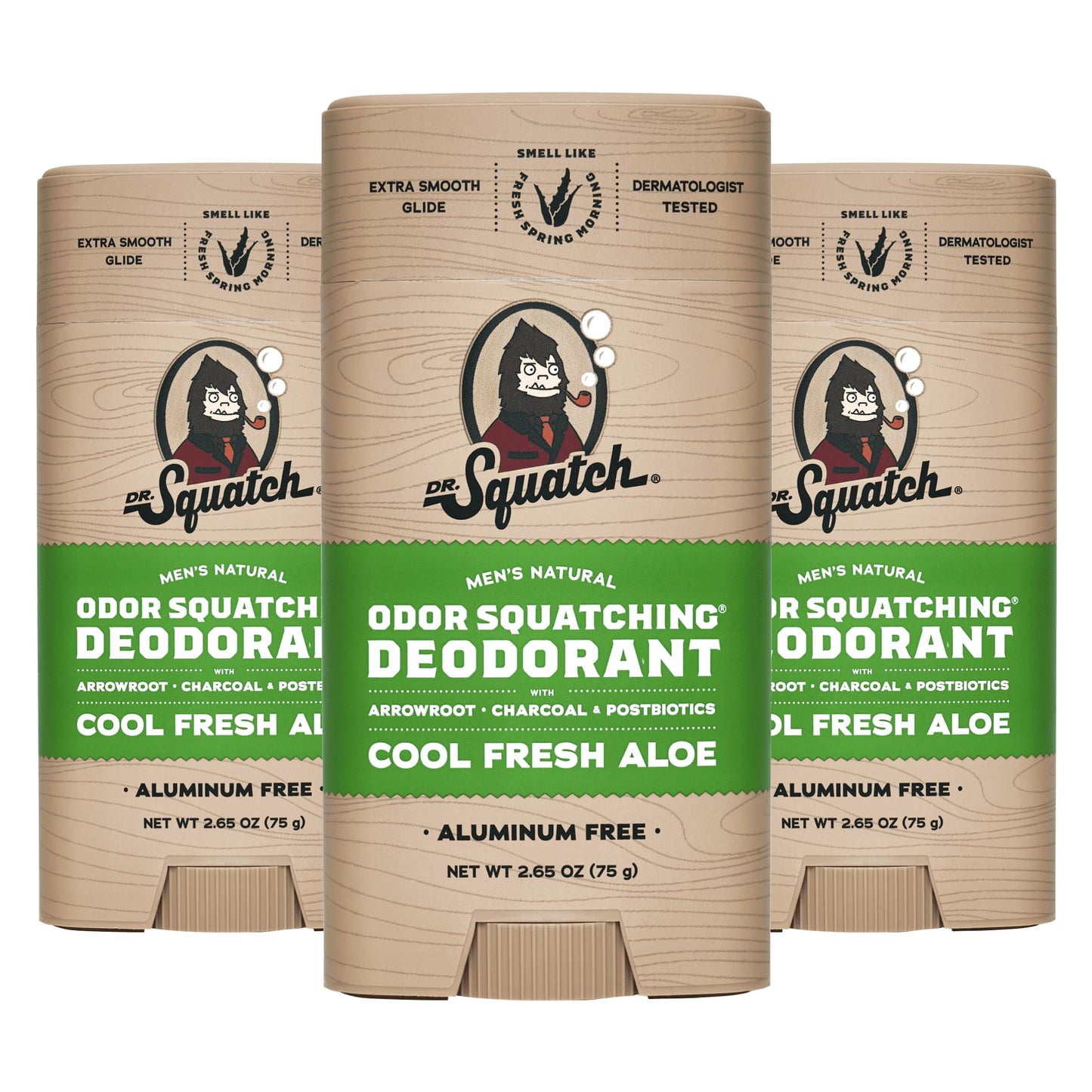 Dr. Squatch Natural Deodorant for Men 3 Pack – Odor-Squatching Men's Deodorant Aluminum Free (2.65 oz, 3 Pack)