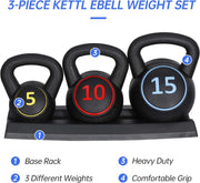 LEMY 3/4-Piece Kettlebell Strength Training Set, Fitness Equipment Exercise Wide Grip Kettlebells, Full Body Workout, Core Training for Home, Gym