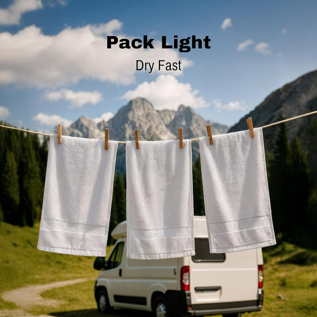 JMR 12 Pack Thin 100% Cotton Utility Towels (20x40 White) - Quick-Dry, Lightweight & Economical for Pets, Gym, Cleaning, Kitchen, Travel, Hair, Auto - Practical Multi-Use Space Saver, Bulk Value