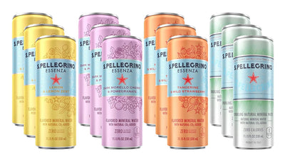 S.Pellegrino Essenza Flavored Mineral Water, 4 Flavor Variety Pack 11.15 Fl Oz. Cans (12 Pack)