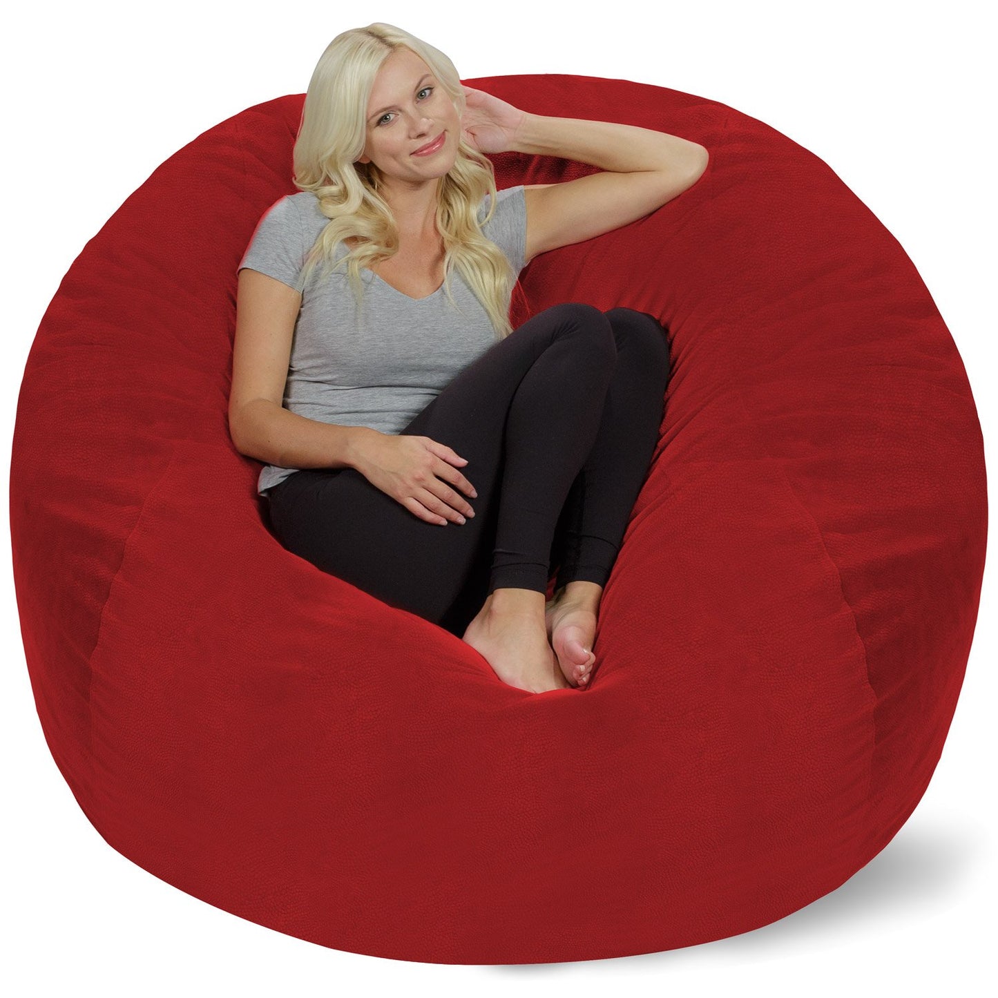 Chill Sack Bean Bag Chair - 5' Giant Memory Foam Lounge Chair with Soft Microfiber Cover – Cozy Furniture for Living Room, Dorm, & Kids' Rooms – Comfortable 5 Ft, Microsuede Lounge Sofa, Orange