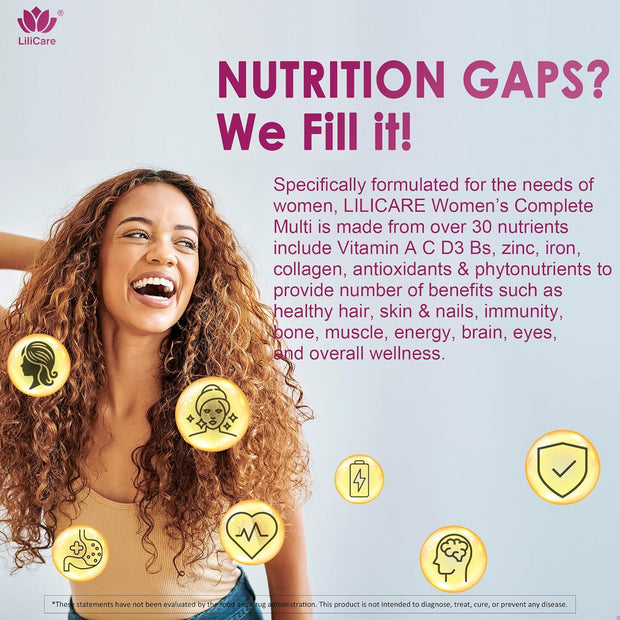 Womens Multivitamin Gummy with Iron, Biotin 2500mcg, Collagen, Keratin, Daily Vitamins A C D E Folate, B Complex, Methylated Multivitamin for Women Support Energy, Beauty, Immune, Sugar Free, 60 Count