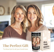 Personalized Tumbler with Picture Name Text Logo, 20oz Stainless Steel Custom Travel Coffee Mug Cup | Birthday Graduation Wedding Appreciation Personalized Gifts for Mom Dad Teacher