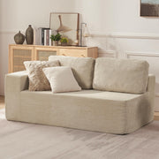 106" Cloud Sectional Couch, Left/Right Facing Convertible Sofa with Deep Seat, L-Shape Modular Upholstered Foam Couch for Living Room Bedroom, No Assembly Required (Corduroy Fabric, Beige)