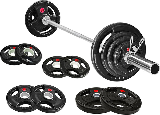 Olympic Cast Iron 2-Inch Weight Plates for Strength Training & Weightlifting, 255 Pounds Set, Multiple Packages