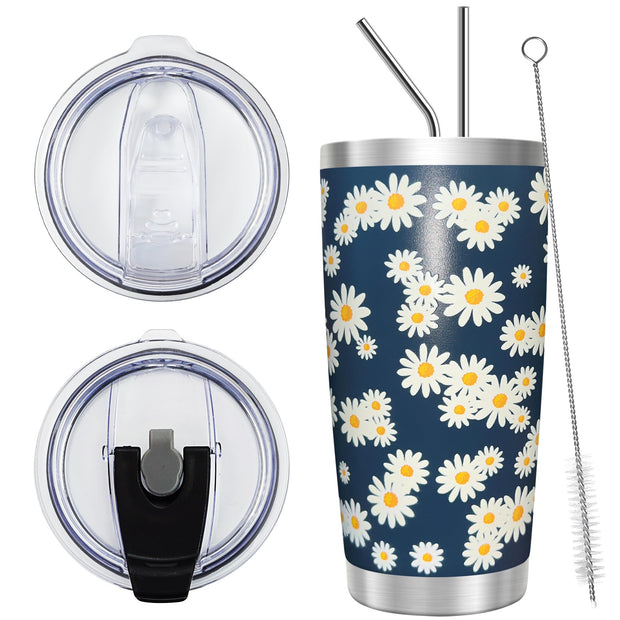 WETOWETO 20oz Tumbler, Stainless Steel Vacuum Insulated Coffee Travel Mug, Double Wall Powder Coated Insulated Coffee Mug Travel Mug with Lid Thermal Cup for Outdoor (Navy Blue, 1 Pack)