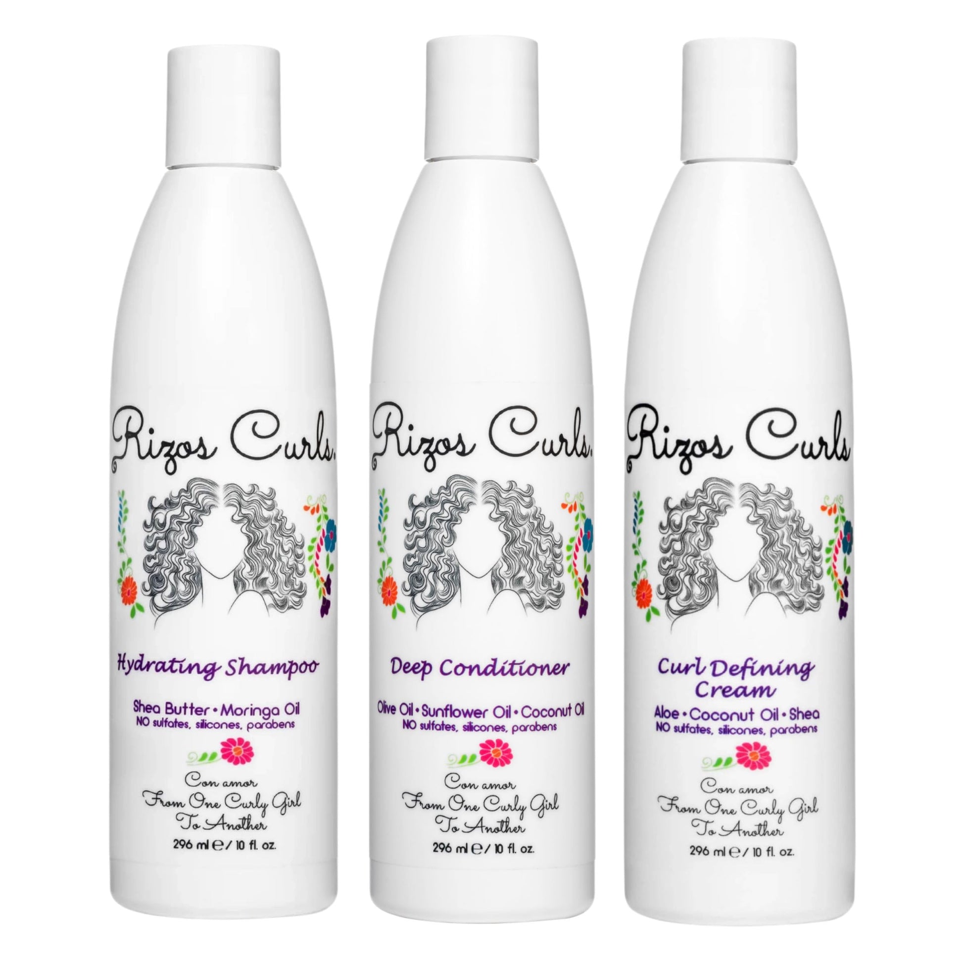 Rizos Curls Curl Defining Cream for Wavy, Curly, Coily, Kinky Hair Frizz Control, Defines, Softens, Moisturizes, Adds Shine for Hair Types Sulfate & Paraben Free