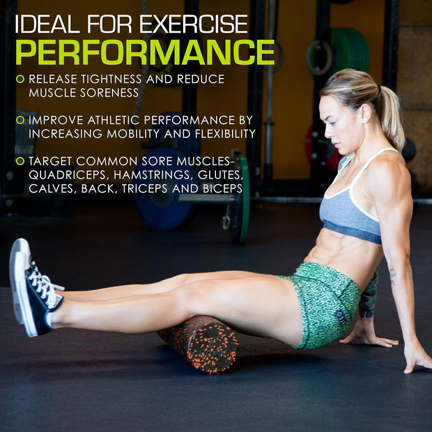 ProsourceFit High Density Foam Rollers 12 - inches Long, Firm Full Body Athletic Massage Tool for Back Stretching, Yoga, Pilates, Post Workout Muscle Recuperation, Black/Green