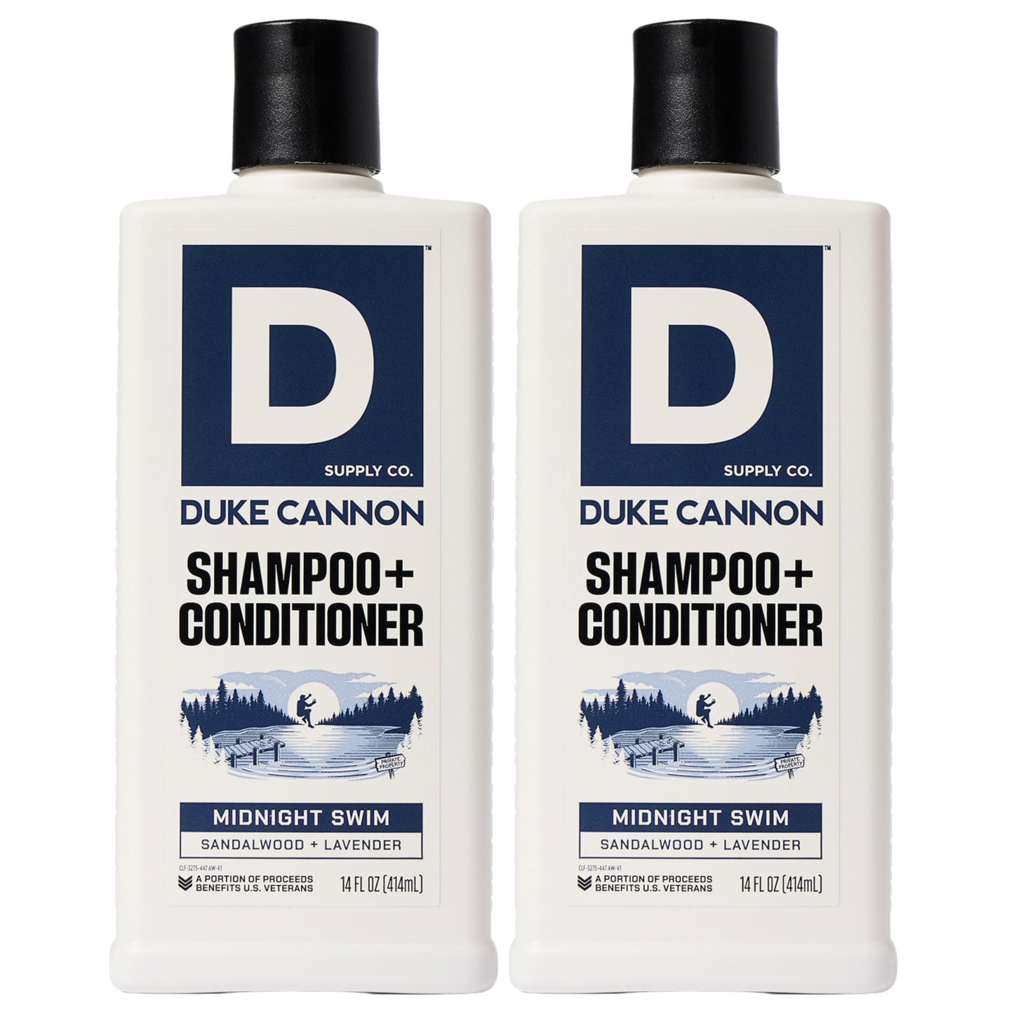 Duke Cannon Supply Co. 2-in-1 Hair Wash - Masculine Scent - Gentle Cleansing Hair Wash For Men - Stimulating Hair Shampoo & Conditioner - Strengthens Hair - Naval Diplomacy - 2 Pack (14 oz)