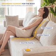 MAXYOYO 110" Modular Sectional Couch with L-Shape Chaise, Modern Boneless Couch for Living Room, Sofa in A Box, Oversized Sofa Sleeper with Deep Seat, No Assembly Required, Grayish Beige