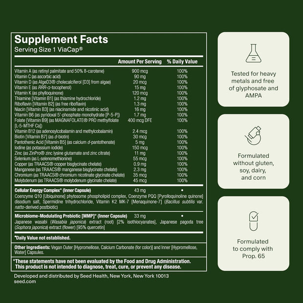 Seed DS-01 Daily Synbiotic & DM-02 Daily Multivitamin Bundle - Probiotic and Multivitamin for Women and Men - Vegan - 30-Day Supply