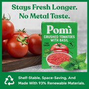 Pomì Crushed Tomatoes with Basil - Creamy, Velvety Italian Sauce, No Salt, Additives/Preservatives, GMO-Free, Gluten-Free, 100% Fresh Tomatoes, 13.8oz (Pack of 12)