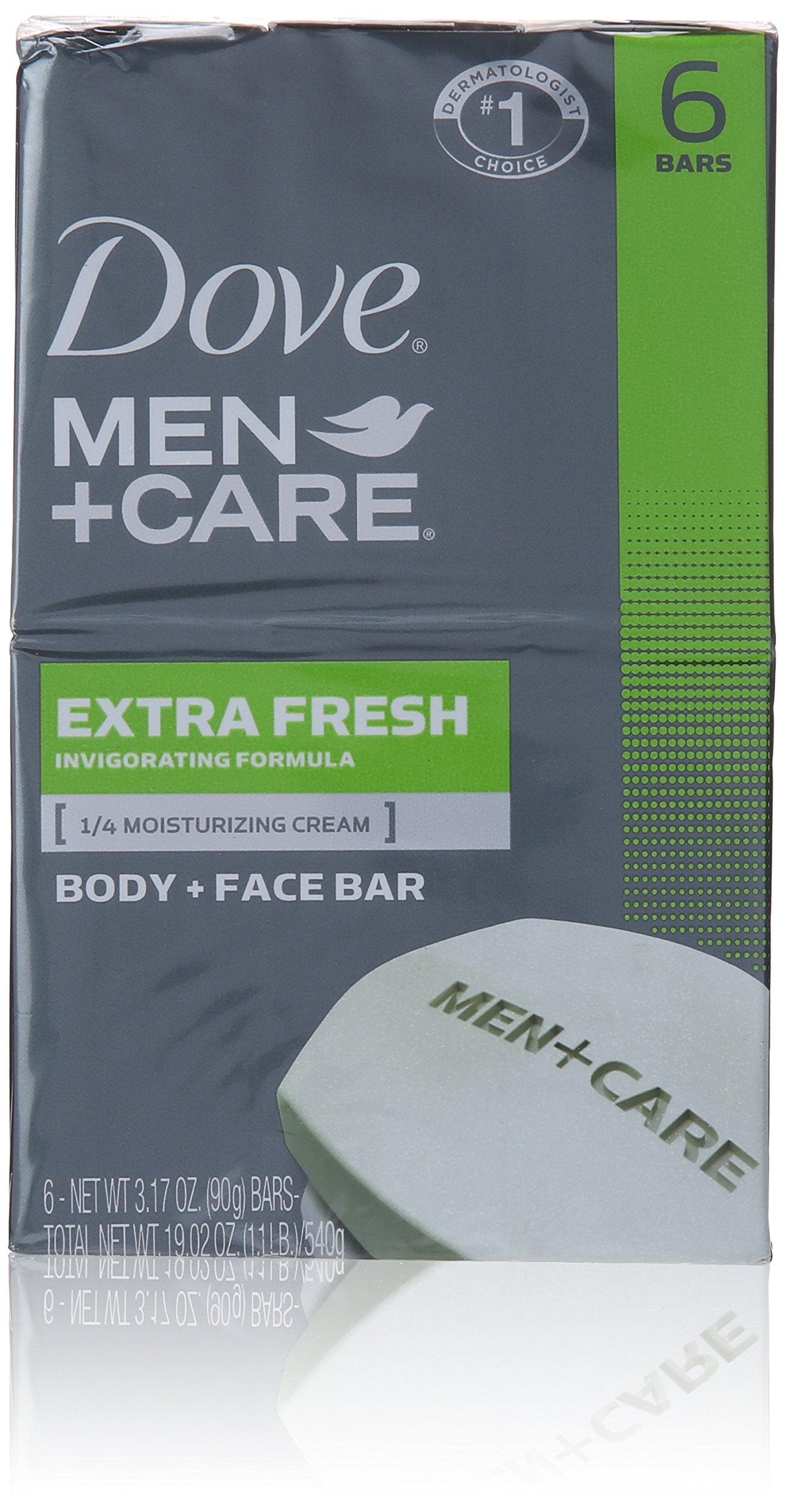 Dove Soap Bar for Men, Men+Care Extra Fresh Scent (3 Boxes/18 Bars) – Hydrating 3-in-1 Body, Hand, and Face Cleanser, 22.5 Oz Ea