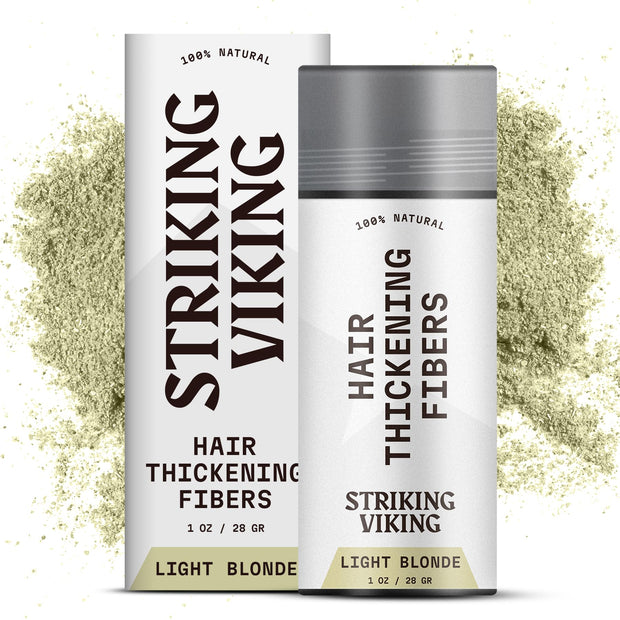 Striking Viking Hair Building Fibers for Thinning Hair (Black) 28g – Natural – Long-Lasting Powder for Undetectable, Thicker Look for Men & Women - Hair Fibers
