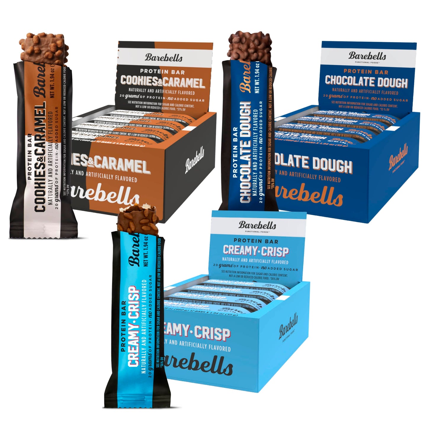 Barebells Protein Bars Variety Pack - 12 Count, 1.9oz Bars - Protein Snacks with 20g of High Protein - Chocolate Protein Bar with 1g of Total Sugars - Perfect on The Go Protein Snack & Breakfast Bars