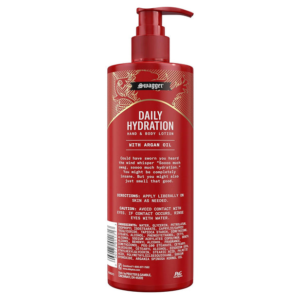 Old Spice Hand & Body Lotion for Men, Daily Hydration, 24/7 Hydration, 24/7 Replenishing Rich Moisture for Dry Skin, Lightweight Formula, Swagger with Argan Oil Scent, 16 fl (Pack of 4)