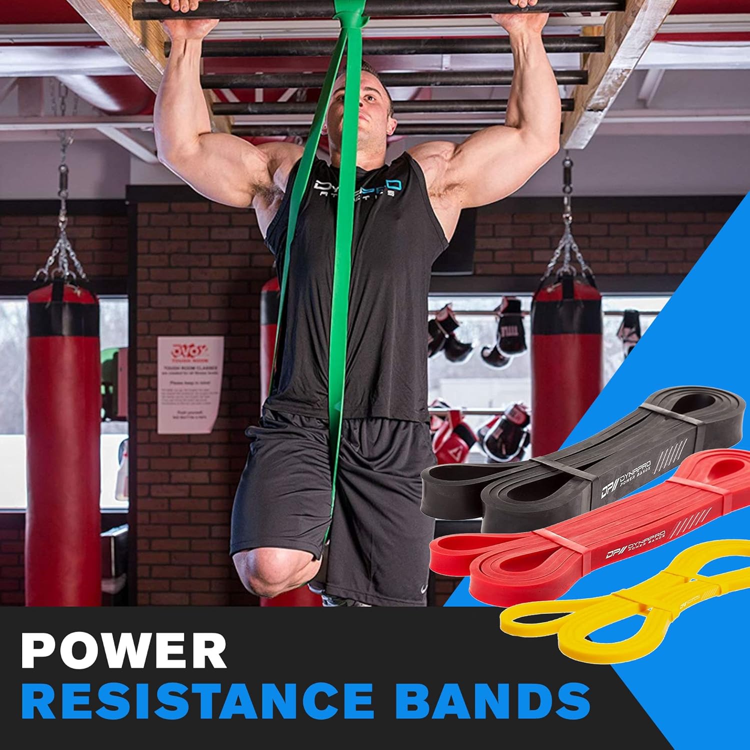 DYNAPRO Power Resistance Bands - Assisted Pull Up, Resistance & Stretch Bands for Powerlifting