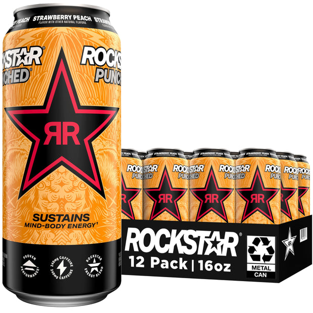 Rockstar Energy Drink Punched Hardcore Apple, 16oz Cans (12 Pack)