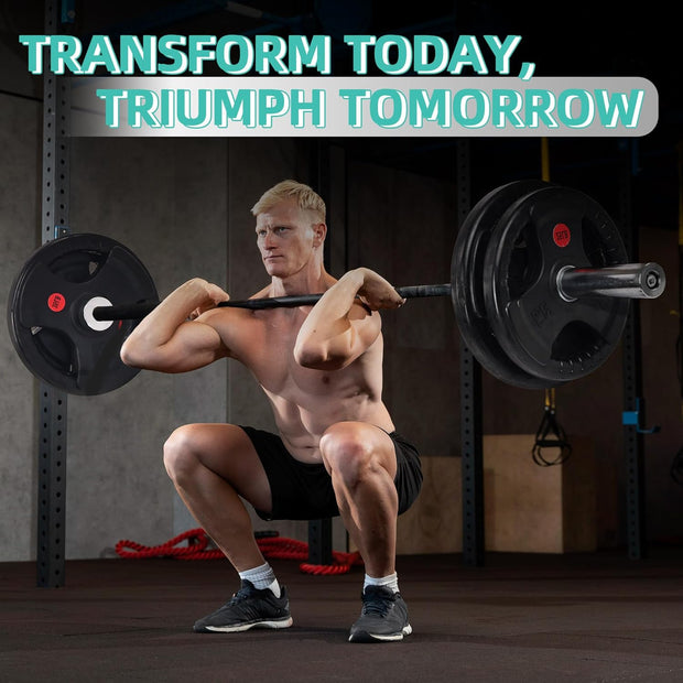 Olympic Cast Iron 2-Inch Weight Plates for Strength Training & Weightlifting, 255 Pounds Set, Multiple Packages