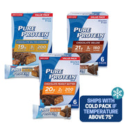 Pure Protein Bars, Chewy Chocolate Chip, Chocolate Deluxe, Chocolate Peanut Butter - Box of 6-3 Boxes - 1 Box of each flavor