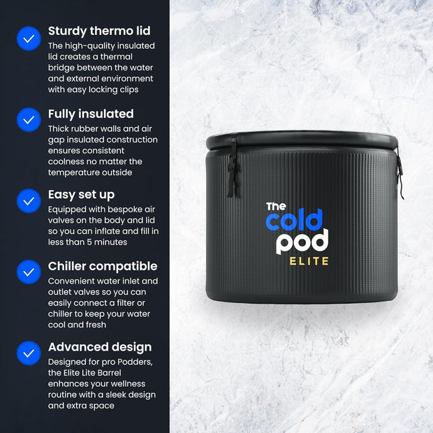 The Cold Pod Insulated Cold Plunge Tub Bundle - 85Gal Ice Bath Round Tubs with Energy Saving Multi-Layer Cover - Chiller Compatible&Silver Reflective