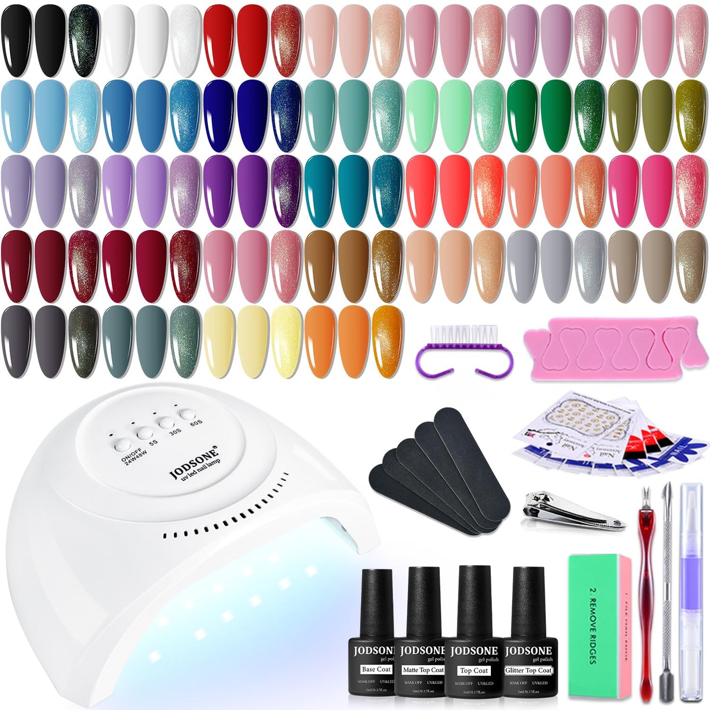 JODSONE 36 Pieces Gel Nail Polish Set U V Light Nail Drill Beginner Set Glossy Surface Easy To Apply Matte Texture All-In-One Manicure Kit