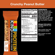 KIND Protein Snack Bar, Crunchy Peanut Butter, Healthy Snacks, Gluten Free, 12g Plant Protein, 12 Count