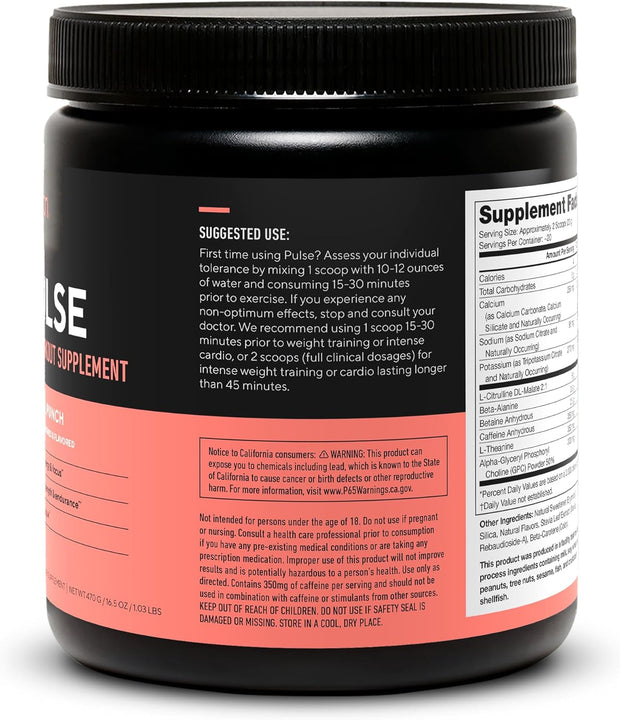 LEGION Pulse Pre Workout - All Natural Nitric Oxide Preworkout Drink to Boost Energy, Creatine Free, Naturally Sweetened, Beta Alanine, Citrulline, Alpha GPC (Tropical Punch)