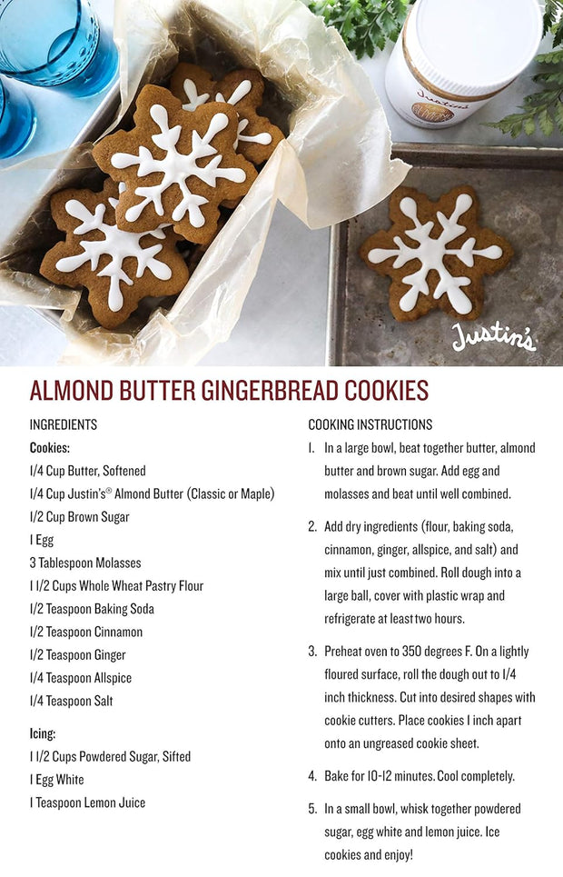 Justin's Classic Almond Butter, Only Two Ingredients, No Stir, Gluten-free, Non-GMO, Keto-friendly, Responsibly Sourced, 16 Ounce Jar, Pack of 1