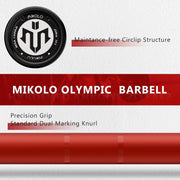 Mikolo 7ft Olympic Barbell, Barbell for Weightlifting and Powerlifting 45lb, Olympic Bar for 1500lbs Capacity, Weight Bar Fit 2” Standard Weights