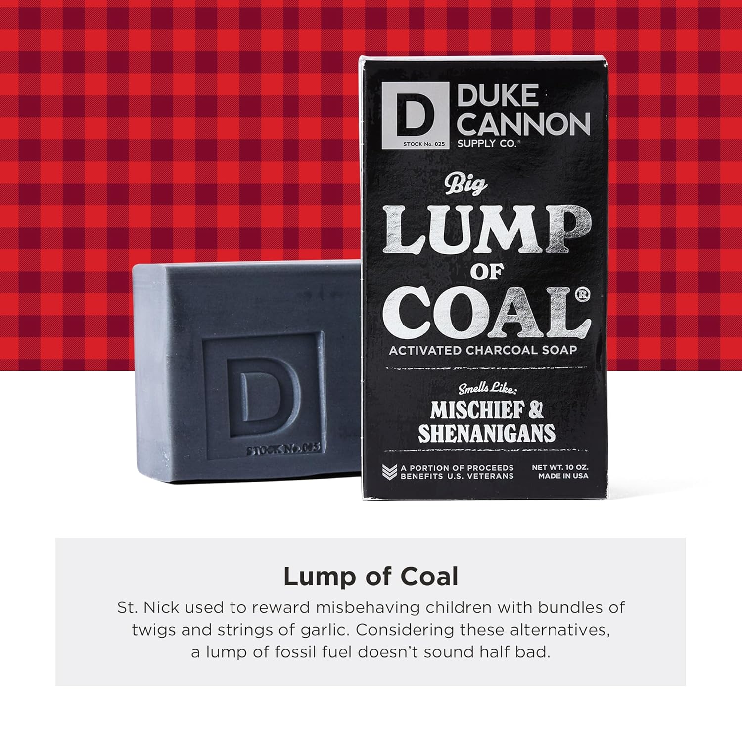 Duke Cannon Supply Co. Big Lump of Coal Soap Bar for Men Holiday Edition (Bergamot & Black Pepper Scent) Extra Large, Paraben-free, All Skin Types, 10 oz. (3 Pack)