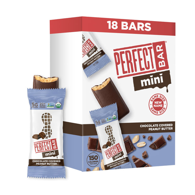 Perfect Bar Mini, Peanut Butter Protein Bar, Protein Snack, Snack Bar, Organic, Gluten Free, Soy Free, Non GMO, No Sugar Alcohols, 0.88 Ounce Bar, 24 Count