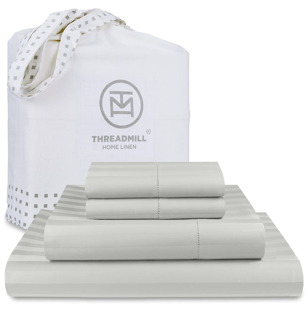 Threadmill 5-Star Hotel 500 Thread Count Best Bed Sheets, 100% Cotton Sheets Set for Queen Bed, Smoother Than Egyptian Cotton Claims, 4 Pc Set with Deep Pockets (Dark Grey)