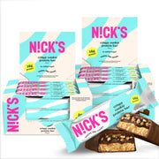 NICKS Protein Bars Chocolate Peanut | 15g protein | 200 calories | Low Carb Keto Friendly Snacks No Added Sugar (Multipack 12 bars x 50g)