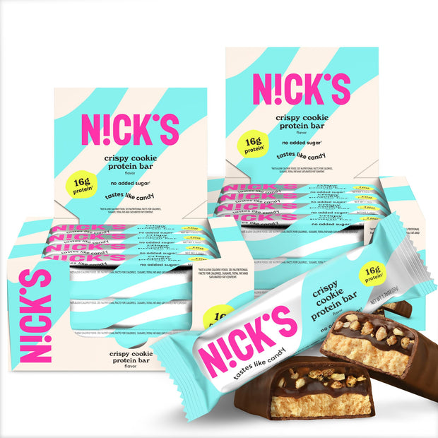 NICKS Protein Bars Chocolate Peanut | 15g protein | 200 calories | Low Carb Keto Friendly Snacks No Added Sugar (Multipack 12 bars x 50g)