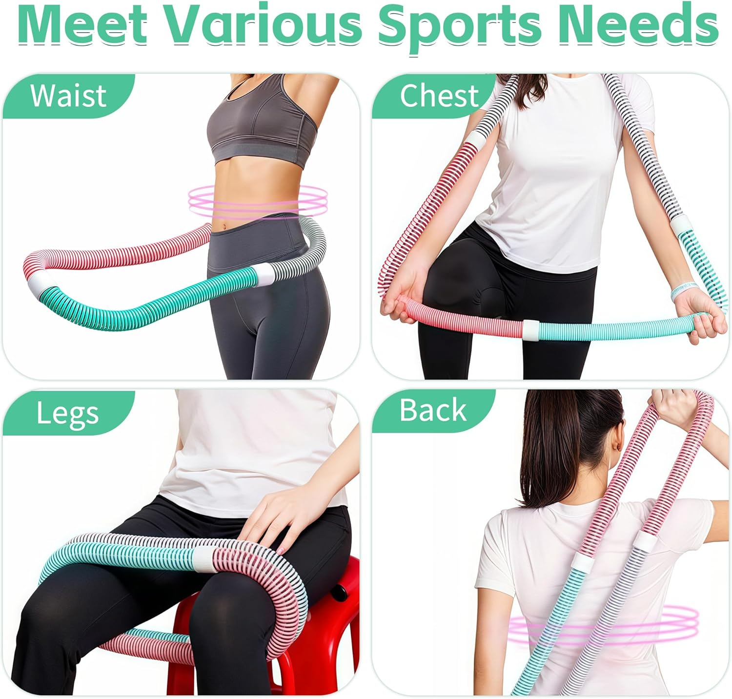 Infinity Weighted Hula Hoop for Adults – 3.3lb Foldable Fitness Hoop, Waist-Friendly Slimming Exercise Equipment, Portable & Silent for Home, Travel, Gym