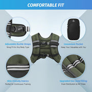 ZELUS Weighted Vest, 6lb/8lb/12lb/16lb/20lb/25lb/30lb Weight Vest with Reflective Stripe for Workout, Strength Training, Running, Fitness, Muscle Building, Weight Loss, Weightlifting