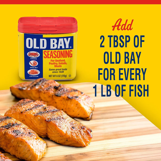 OLD BAY Seasoning, Classic Seafood, Non GMO, Gluten Free, Unique Blend of 18 Herbs & Spices for Shrimp, Crab Dip, Seafood & More, 6 oz
