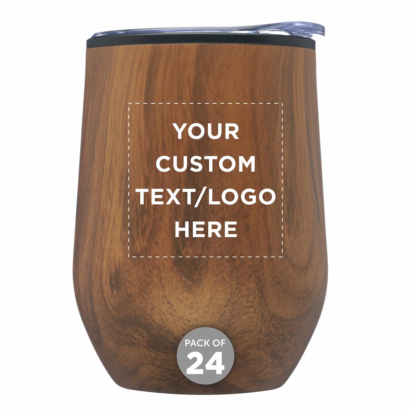 Custom Stemless Wine Tumblers 12 oz. Set of 6, Personalized Bulk Pack - Insulated, Perfect for Wine, Cocktails, Other Hot & Cold Beverages - Silver