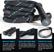 Supertrip Upgraded Weighted Jump Rope for Fitness Men Women Second Generation 360 Rotating Handles, 3.21LBS 3.38LBS 3.41LBS Polyester Heavy Skipping Rope for Exercise Workout Equipment