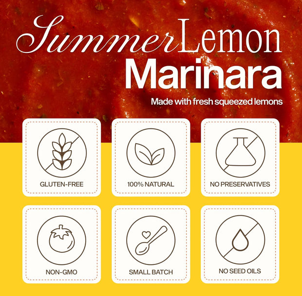 Sauz | Summer Lemon Marinara Pasta Sauce, 25 Oz Jar (4-Pack), Fresh Citrus Zest, Gluten-Free, Non-GMO, Multi-Use Tomato Sauce with Clean Ingredients – Small Batch Fresh Tomato Sauce