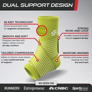 Sleeve Stars Ankle Brace for Women & Men, Ankle Wrap for Sprain, Compression Sleeve for Plantar Fasciitis Relief, Easy Customizable Support: w/ Removable Strap (Single/M:10"-12"/Black)