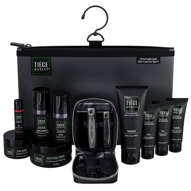 Tiege Hanley Mens Skin Care Gift Box Set, Bronze - Men's Skincare Set Includes Face Wash, Facial Moisturizer with SPF 20 Sunscreen & Moisturizing Lip Balm