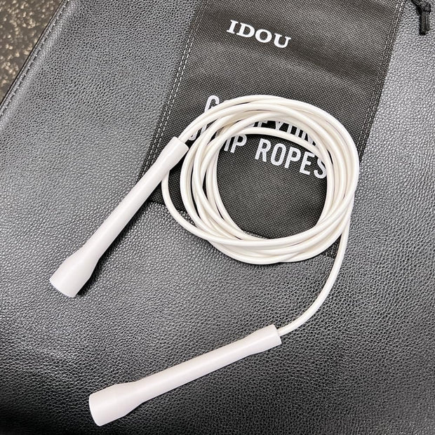| White PVC Jump Ropes for Fitness 5MM | w/Unbreakable ABS Handles/Indoor/Outdoor Adjustable Speed Jump Rope | Skipping Rope for Men & Women & Boxing Jump Rope