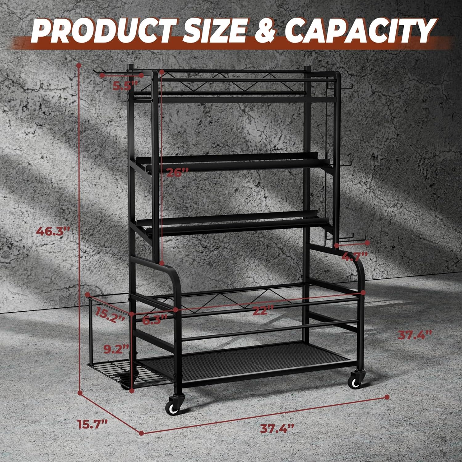 Dumbbell Rack Weight Stand - 4-Tier Adjustable Weight Rack for Dumbbells, Home Gym Storage Rack for Yoga Mat Foam Roller Kettlebells, Workout Equipment Storage Organizer With Wheels