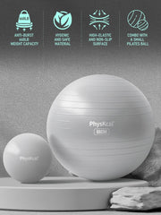 Yoga Ball for Exercise, Pilates Set, 4 Sizes Fitness Ball for Workout, Birthing, Pregnancy, Physical Therapy- Pump Included